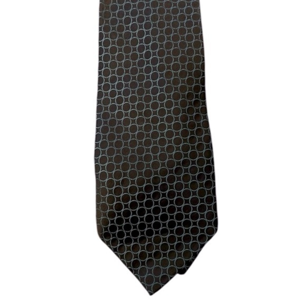 THOMAS PINK brown & aqua circles luxury silk tie